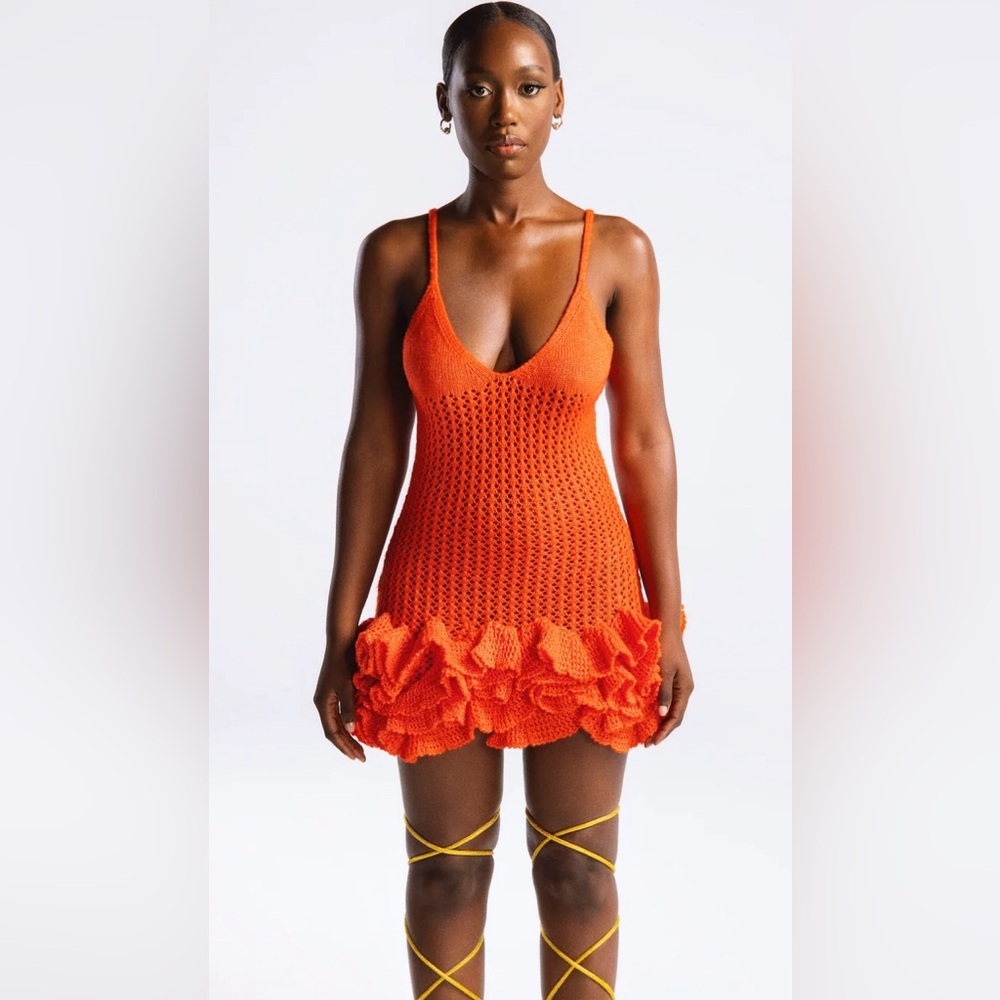 Hanifa Iggy Mini Dress Bright Orange SzM